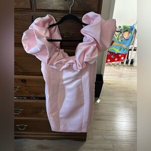 Fashion Nova pink ruffle strapless dress L NWT